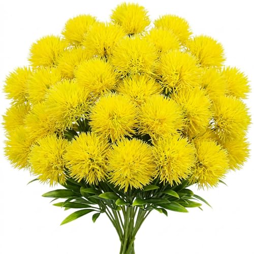 Uieke 36 Pcs Dandelion Artificial Flowers Yellow Flowers Fake Plants Flower Bouquet Plastic Flowers for Home DIY Decoration Wedding Decor