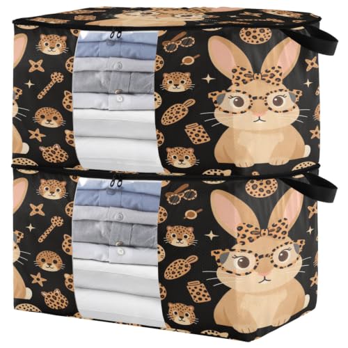 linqin 2 Pack Leopard Rabbit Folding Organizers For Bed Sheets