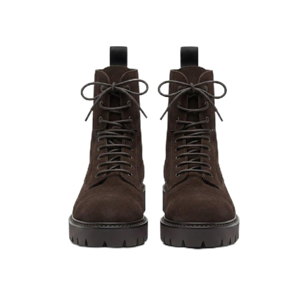 Men’s Dark Brown Suede Combat Boots | Premium Lace-Up Ankle Boots for Men | Rugged Lug Sole Casual Boots | Handcrafted Leather Boots for Jeans, Travel, Outdoor & Street Style-image-32