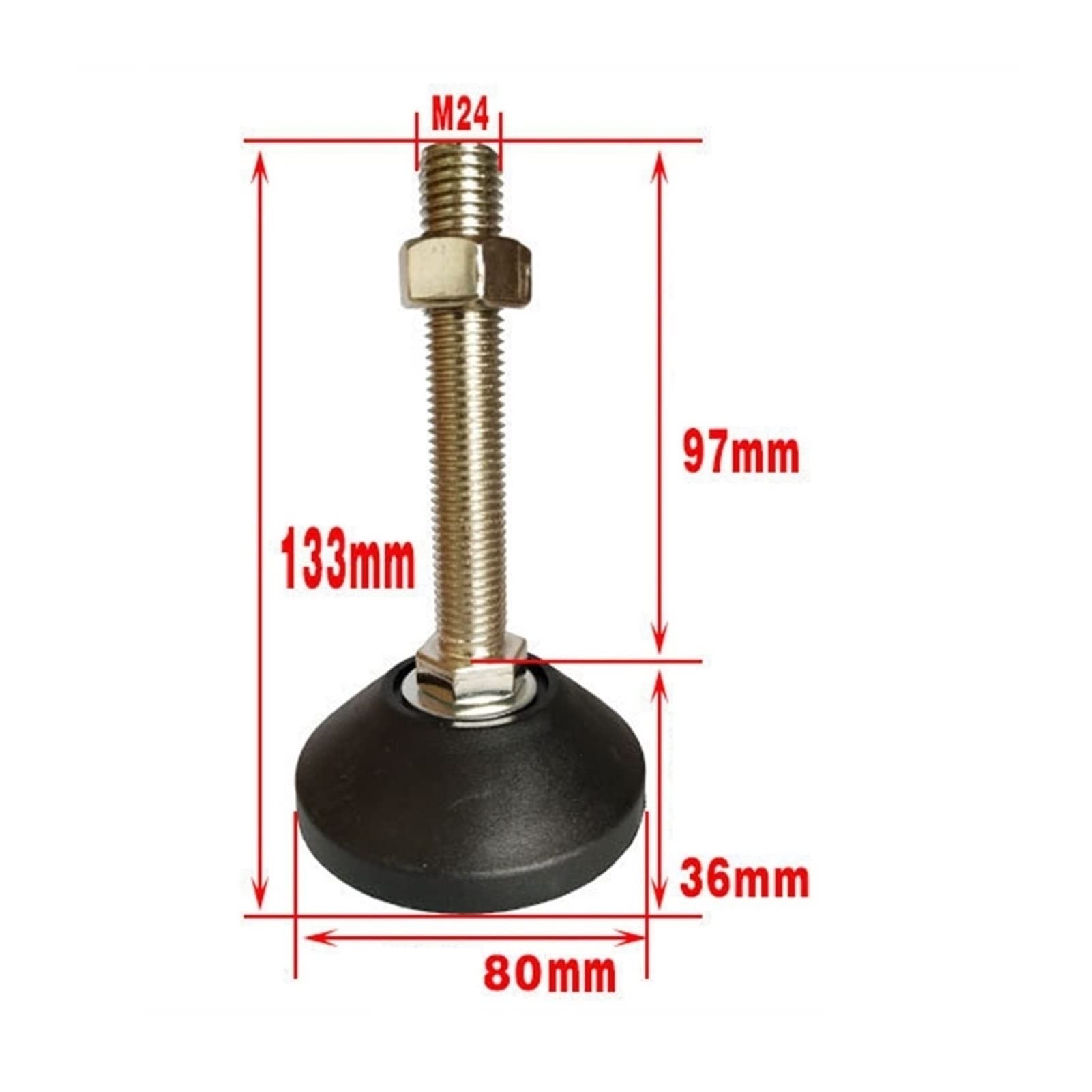 Pies ajustables, pies niveladores de alta resisten 8 pies niveladores ajustables con base de goma for máquinas niveladoras, rosca for muebles, 80 mm(D80*M20*200mm)