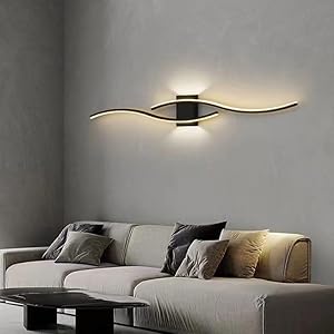 Comely Wall Sconce Light Indoor, Black Modern LED Wall Lamp 27W 3000LM, Warm White 3000K, Aluminium LED Wall Lights for Living Room Bedroom Hallway Dining Room Staircase