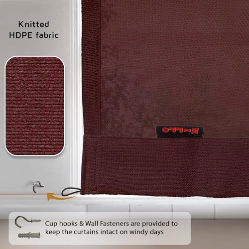 Image of HIPPO 180 GSM HDPE Outdoor Loop Curtain for Balcony & Patio Sun Blocking, UV Protection & Light-Filtering Curtains(Burgundy- 4.5FTX8FT) Pack of 2
