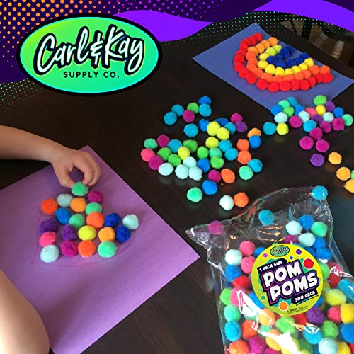 image for Carl & Kay Supply Co. Carl & Kay [300 Pcs] 250 1 Inch Pom Poms & 50 Go
