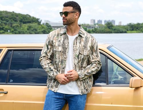 Image of Yuanbang Camo Jackets for Men Trucker Unlined Camouflage Coats Hunting Clothes