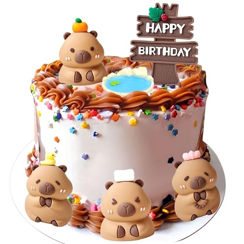 decoracion de capibara y mini figuras de peces decoracion para tartas figuras de capibara decoracion para tartas cumpleanos topper para pasteles decoracion de animales para tartas decoracion para cump