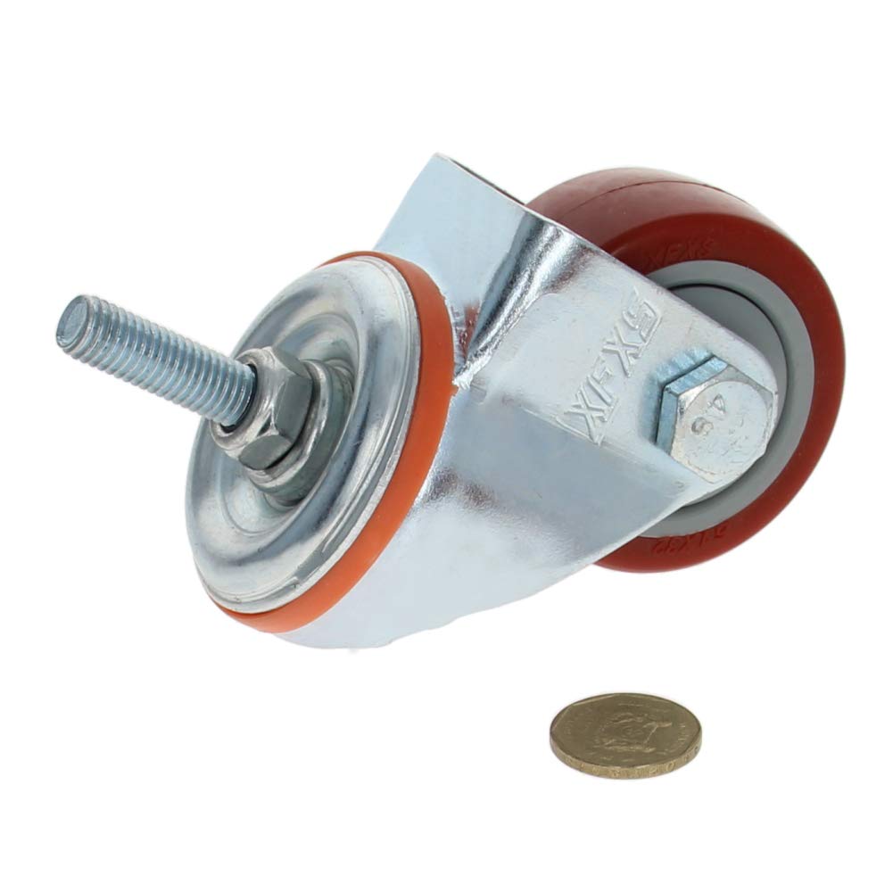 MroMax 4 Pz 63.5mm Ruote Ruote Dia 110Kg Poliuretano PU Ruote Ruote M10 Filettatura Vite Ferro Freno Bloccaggio Industriale per Carrello