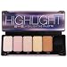 BYS Highlight Palette with Contour Brush and Mirror- Glam, Glisten, Gleam, Golden, Glimmer Makeup Palette Kit Set