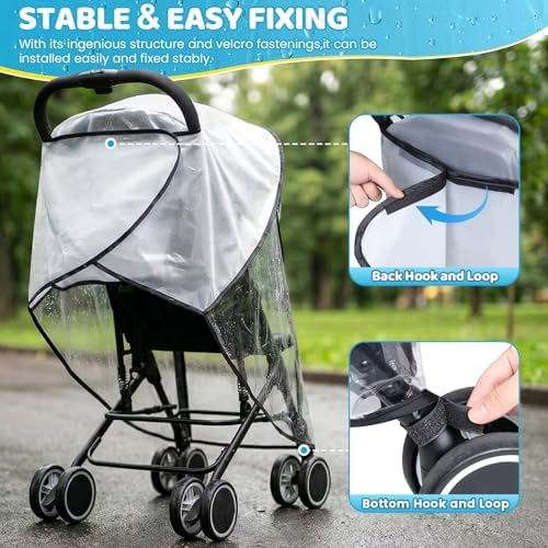 Clear Stroller Rain Cover, Universal Fit, Side Ventilation, Durable Clear - 1