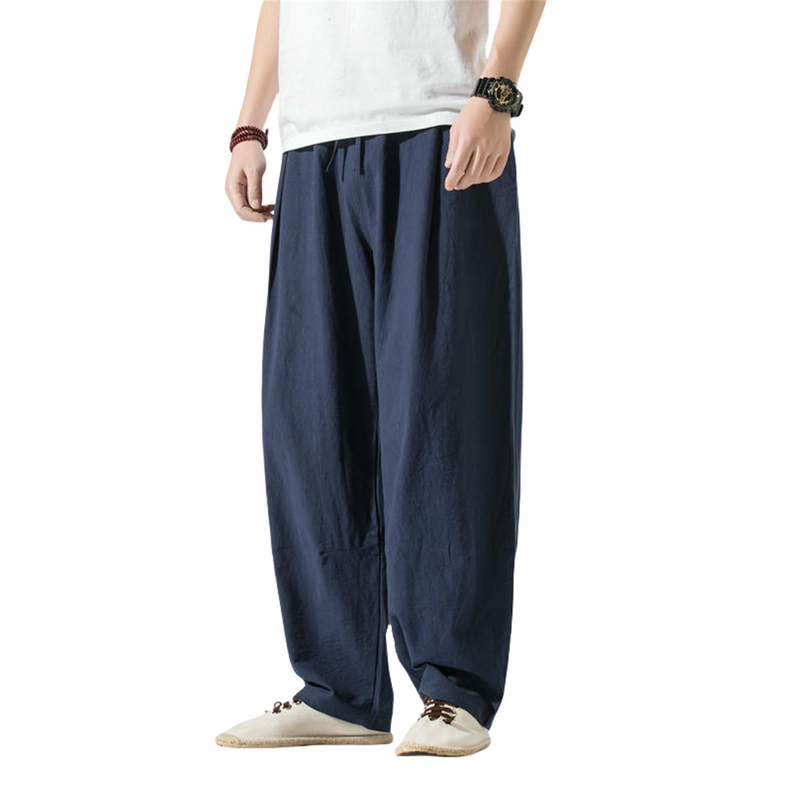 Costume d'été chinois homme lin pantalon ample léger décontracté - 8