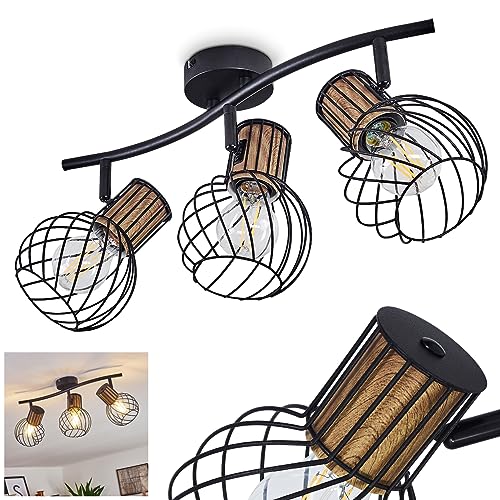 Deckenleuchte Koler, Vintage Deckenstrahler aus Holzoptik/Metall in...