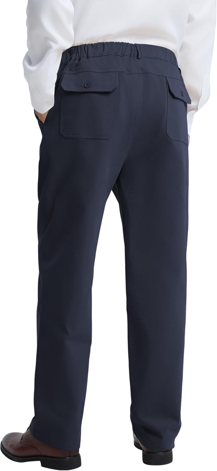 LETAOTAO Mens Elastic Waist Pants - Relaxed Fit Stretch Waistband Pull On Cotton Twill Casual Pants for Seniors - Image 3