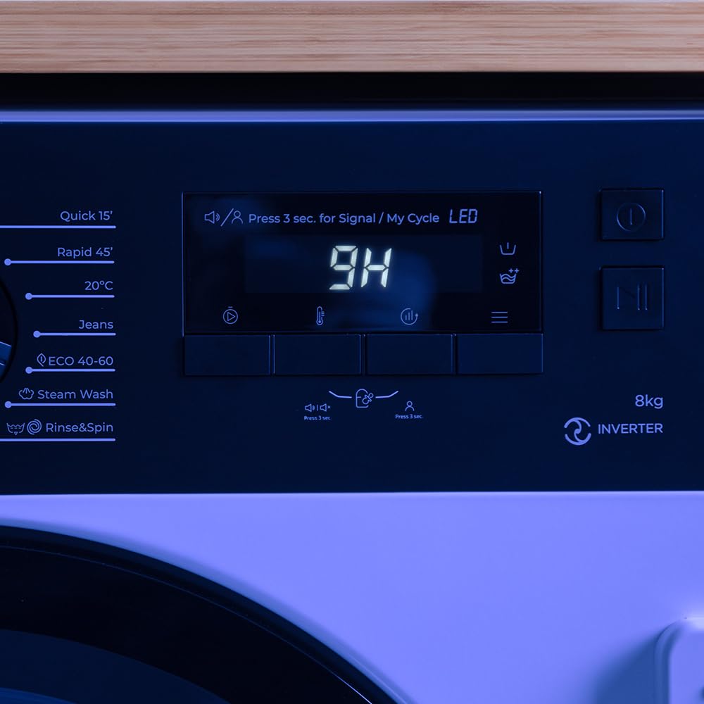 Cecotec Toplader-Waschmaschine 8 kg Bolero DressCode 840 BI Inverter A | Energieklasse A, Inverter Plus Motor, 1350 rpm, 16 Programme, SteamMax, DelayStart, MyFav, KidLock und LED-Display