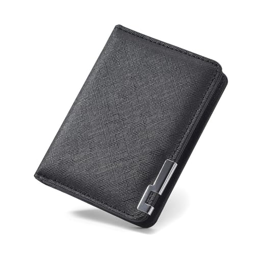 Retro Ultra Thin Minimalist PU Multiple Pockets Men(Black)