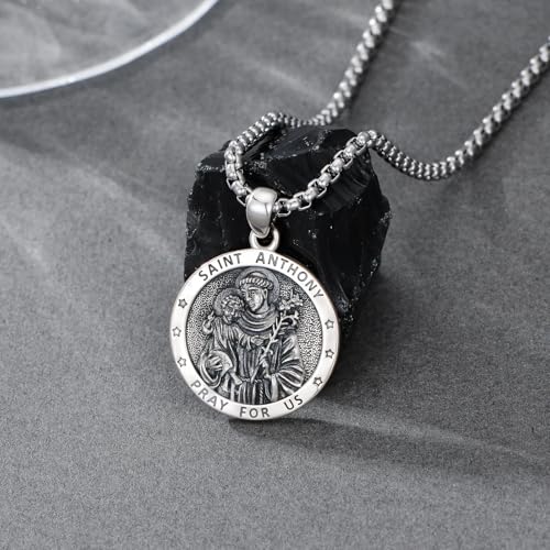 Saint Necklace Michael/Christopher/Sebastian Necklace 925 Sterling Silver Patron Amulet Medal Religious Jewelry for Men Women3