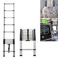 12.5 Feet Heavy Duty Telescopic Ladder Stainless Steel, Straight Ladder 2.6M, More Stable, Folding Extendable Extension Ladder for DIY Home Office Loft Use