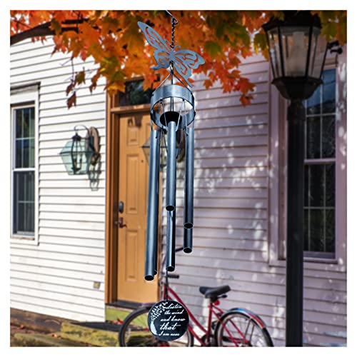 Wind Chimes, Butterfly Wind Chimes for Outside Deep Tone with Metal Tubes Deliver Soft Melody, Memorial Gifts 30''H Portable Metal Wind Chimes for Home Garden Decoration