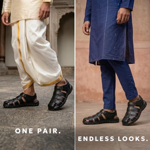 Image of Men's Toe Closed Fisherman Sandals with Memory Foam