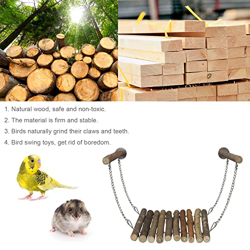 Image of Litewoo Bird Wood Swing Perch Ladder with Hammock Cage Accessories for Bird Parrot Parakeet Cockatiel Lovebirds Budgie Conures Finch