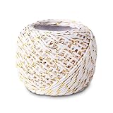 Baumwollkordel auf Spule, 3-fädig, 2mm breit, 18m lang; Gold