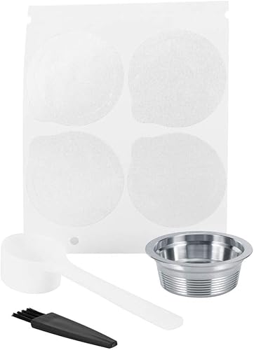 Miniatura 1 de Cápsulas de café recargables de acero inoxidable, juego de filtros reutilizables de cápsula de espresso con tapas, cuchara y cepillo para máquina de