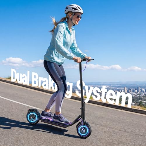 Image of Electric Scooter, 350W-500W Motor, 9 MPH to 22MPH, 10-41 Miles Range, Dual Suspension, Dual Braking, App Control, Foldable Commuter E Scooter for Adults and Teens