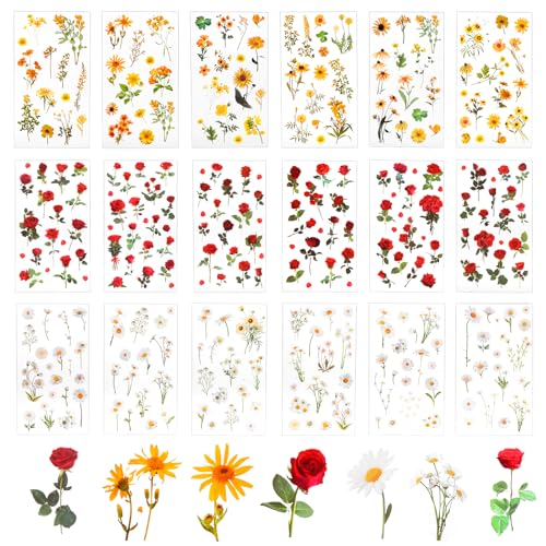 LIQWEI 252 Stück Aufkleber Blumen Sticker, Transparente Pflanzen Aufkleber Sonnenblume Rose Wasserfeste Stickers Aesthetic PET Bunte Blumenaufkleber für Scrapbook Fotoalbum Tagebücher Karten LIQWEI 252 Stück Aufkleber Blumen Sticker, Transparente Pflanzen Aufkleber Sonnenblume Rose Wasserfeste Stickers Aesthetic PET Bunte Blumenaufkleber für Scrapbook Fotoalbum Tagebücher Karten