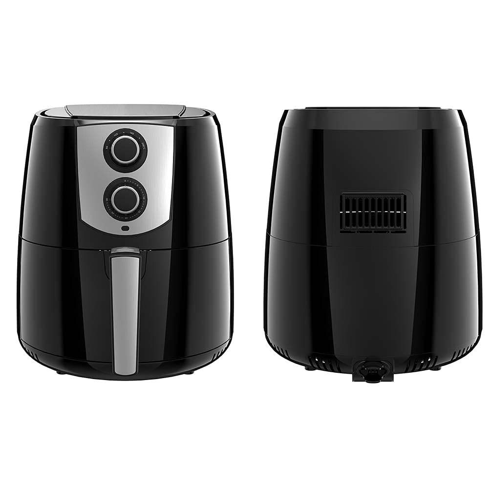 Bakaji Friggitrice ad Aria Calda Senza Olio Airfryer 4,4 Lt Frigge Cuoce Arrostisce in modo Naturale e Salutare Potenza 1400W con Timer 30 min e Regolazione Temperatura fino a 200°