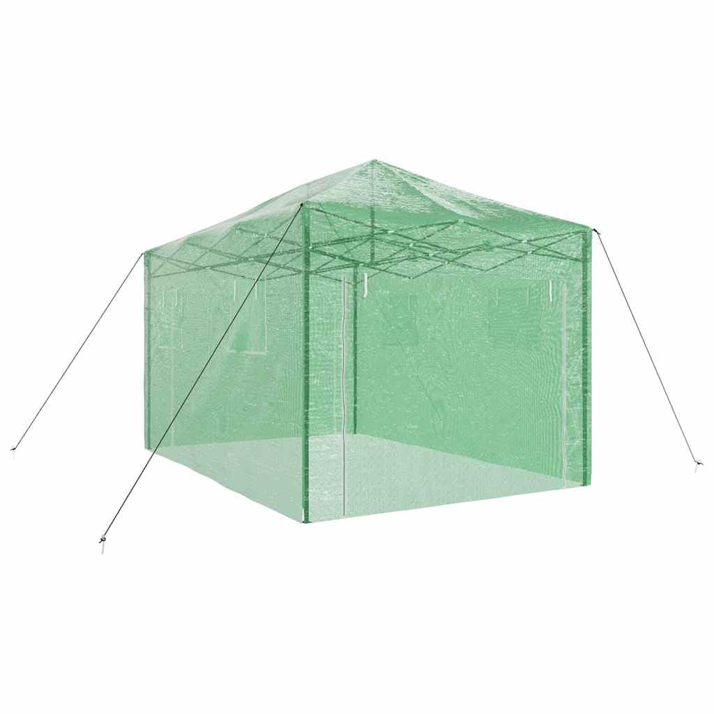Serra con telaio pop-up, verde, 290 x 430 x 315 cm, in ferro, resistente alle intemperie, per giardino, balcone e terrazza, con copertura, porta, finestra, scaffale, protezione antigelo e