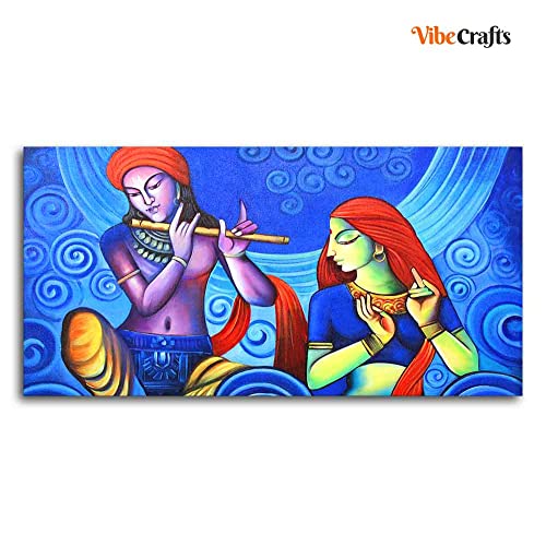 Image of VIBECRAFTS Canvas Paintings for Living Room Drawing Room Radha Krishna Canvas Wall Painting Fitted With Wooden Frame For Home | Office | Living Room | Gift (PTVCH 2476)