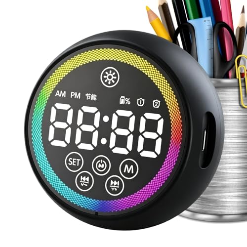 Reloj despertador digital, pantalla LED recargable, altavoz despertador, para baño, mesita de noche, cocina, hogar, hotel, viajes, dormitorio, niños, adolescentes y adultos
