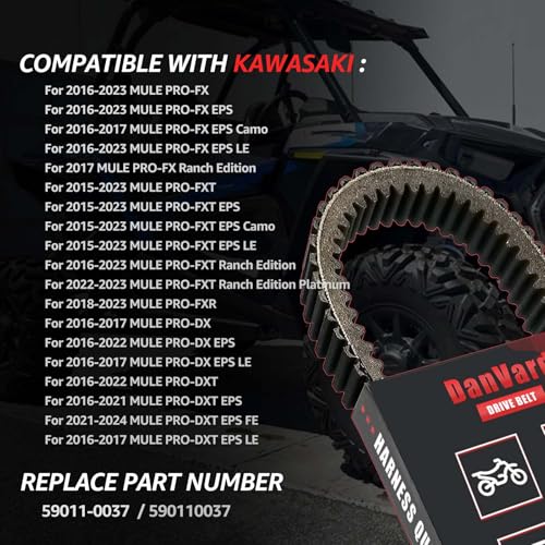 Image of 59011-0037 Drive Belt Compatible with Kawasaki Mule PRO FX DX FXT FXR DXT 2015-2024 EPS LE FE Camo KAF820 KAF1000 All Models