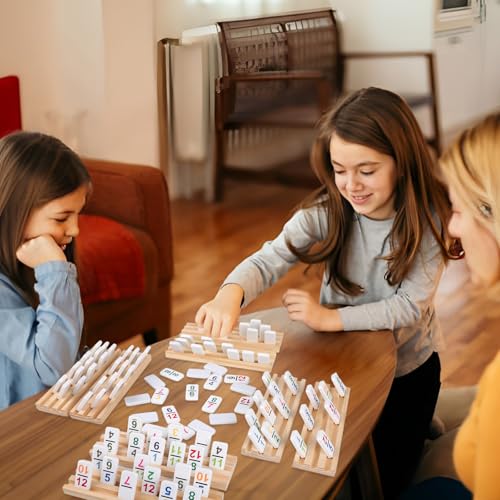 Mexican Train Dominoes Double 15 con 8 Soportes de Madera miniatura 7