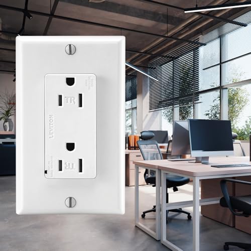Image of Leviton 15 Amp, 125 Volt, Tamper Resistant Decora Duplex Surge Suppressor Receptacle, Straight Blade, Commercial Grade, Self Grounding, T5280-B, Blue
