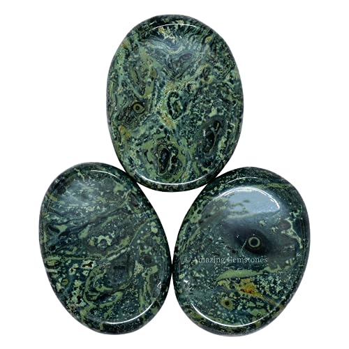 Image of Amazing Gemstone Kambaba Jasper Worry Stone, Healing Crystals - Piedra Crystal Fidget for Gift, Meditation, Calming, Relaxation, Stress Relief