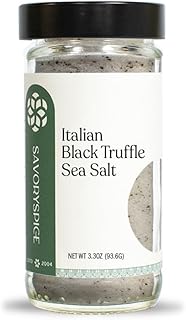 Savory Spice Italian Black Truffle Sea Salt (1 oz) - Gourmet Truffle Seasoning Salt for Popcorn, Pasta, Eggs, Meats & Compound Butter