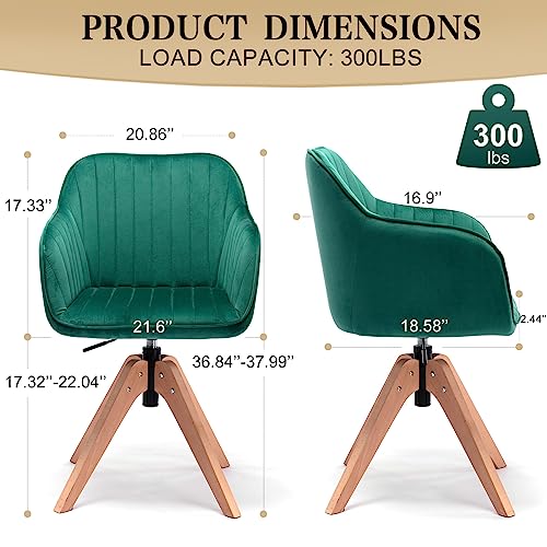 Dks Accent Chair, Swivel Desk Chair With No Wheels, Adjustable Height Velvet Vanity Chair, Home Office Chair, Modern Design Mid Back Accent Chairs For Comfortable In Bedroom, Vanity Room & Living Room #TOP1