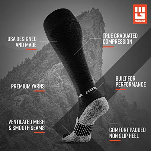 Mudgear Premium Compression Socks - Ocr Socks, Compression Socks For Women, Compression Socks For Men, Trail Running Socks - Run, Hike, Trail, Recovery (Black/Gray-M) #TOP2