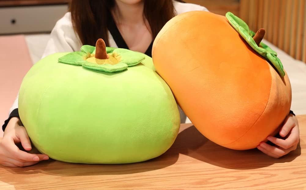 Cartoon Simulation Persimmon Plush Pillow Cute Fruit Sleeping Hugging Pillow Creative Stuffed Cushion Sofa Waist Pillow (40×40cm/15.7"×15.7", Orange)