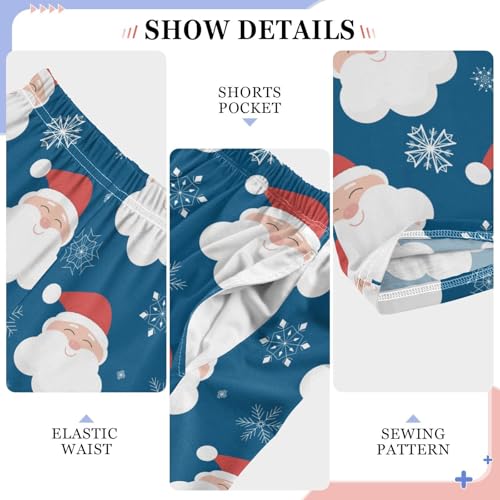 Boys' Pants Santa Snowflakes Dark Blue Long Bottoms Jogger Pants Elastic Waist Trousers with Pockets S-XL4