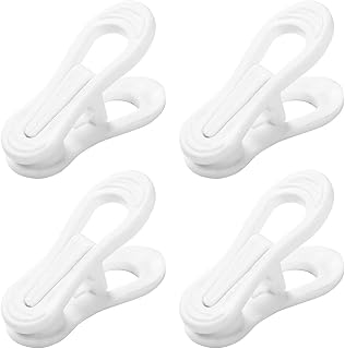 Otylzto 20 Pack White Multi-Purpose Hanger Clips - Durable Plastic Clothes Pins for Laundry Organization