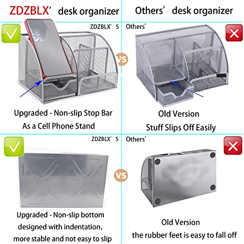 ZDZBLX Desk Organiser, Metal Mesh Pen Holder with Drawer, Pencil Organizer Pen Pot Desktop Storage - Image 4