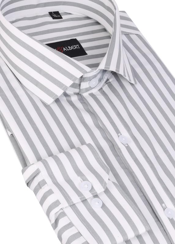 Image of MARK & ALBERT Men's Striped Full Sleeves Cotton Formal Shirt White | Stylish Shirt for Men