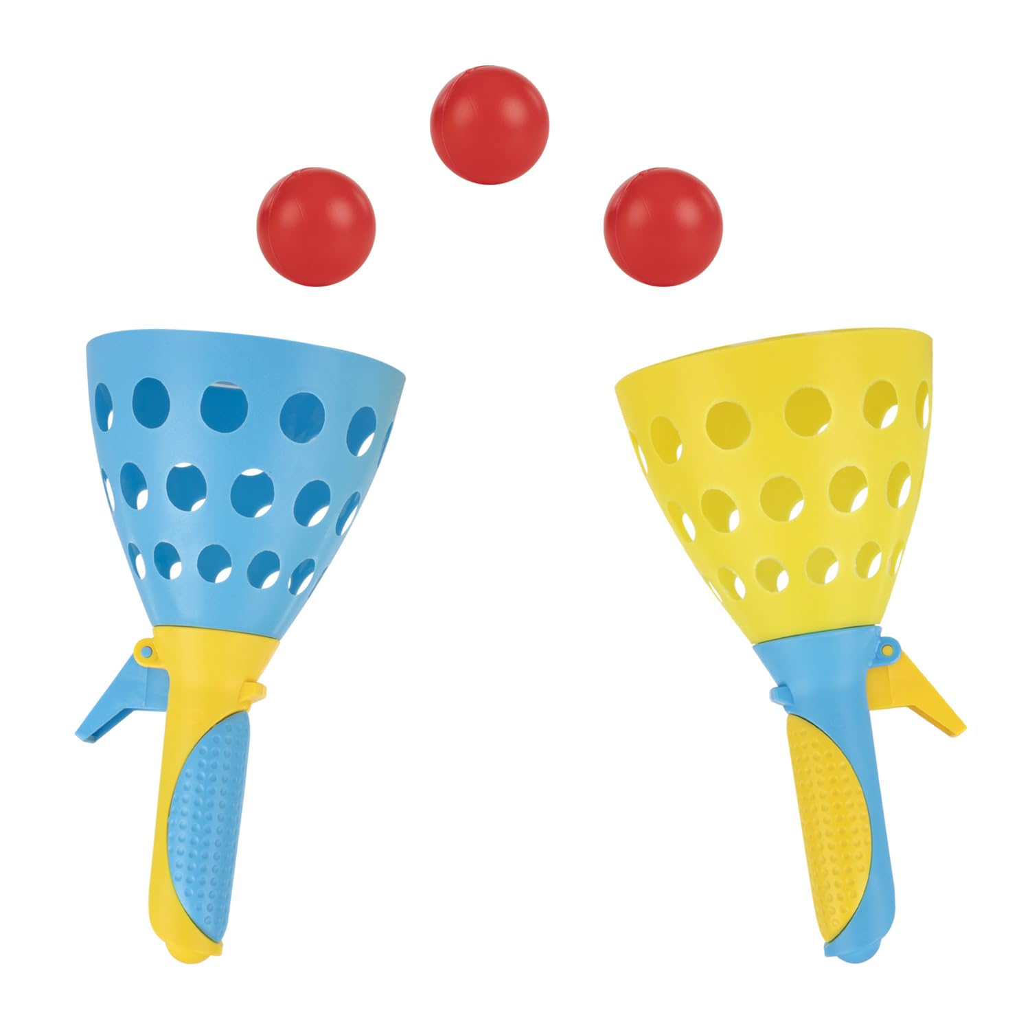 Idena 40251-Gioco XXL con 2 Tazze per la Cattura, incl. 3, Gioco di Palline per Giardino, Parco e Spiaggia, Colore Yellow/Blue, Large, 40251