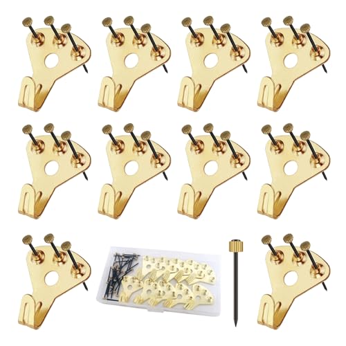 CHANJIF 壁掛けフック 10個入り 壁掛け釘 落下防止 錆びにくい 穴が目立たない 壁傷付けない 多機能フック 安全荷重34kg 石膏ボード用 額縁展示用 写真服ハンガー 絵画 時計 壁掛け展示