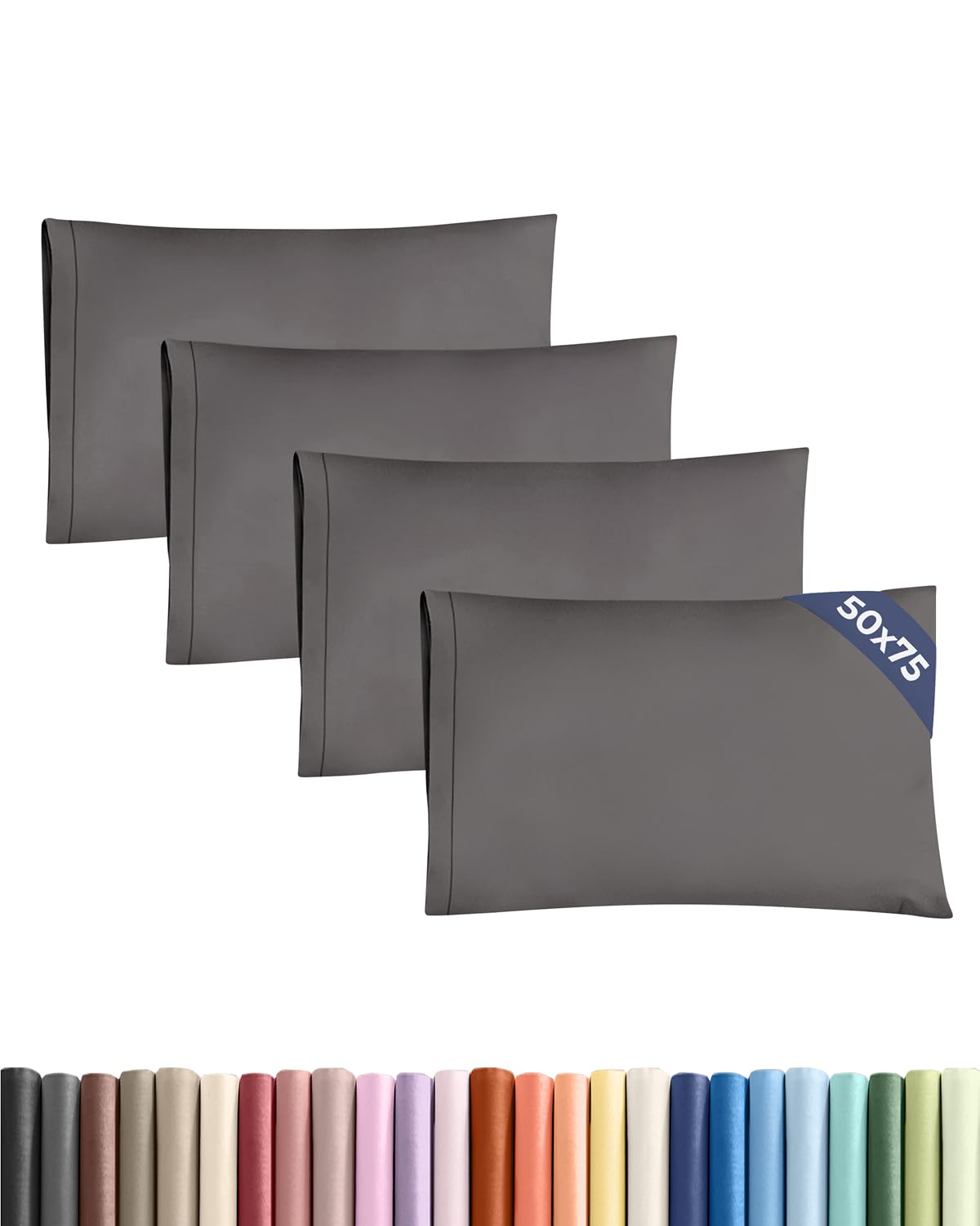 CGK 4 Pack Standard Size Charcoal Pillow Cases 50x75 cm with Envelope Closure - Brushed Microfiber - Soft, Wrinkle & Fade Resistant - Breathable, Hypoallergenic & OEKO-TEX Standard 100 Certified โ image 1