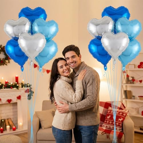 Image of 12 Pcs Colorful Heart Balloons,18 Inch Heart Foil Balloons Love Balloon Valentine Balloon for Birthday Party Wedding Engagement Party Baby Shower Valentine Day Decorations
