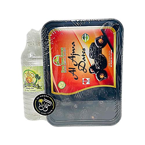 Al AJWA Dates 800g with Zam Zam Water 500ml and Imported from Makkah, AL-NOORA GIFT PACK