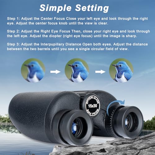 Binoculares compactos 15x30 resistentes al agua miniatura 3