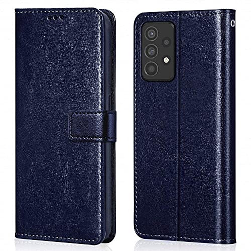 Image of WOW IMAGINE Shock Proof Flip Case Back Cover for Samsung Galaxy A52 5G | A52s 5G | A52 4G (Flexible | Leather Finish | Card Pockets Wallet & Stand | Blue)