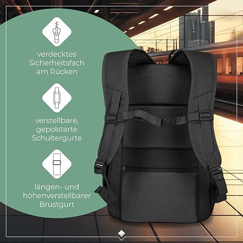 Travelite Handgepäck Rucksack mit gepoltertem Laptopfach, Laptop Rucksack 15,6 Zoll, KICK OFF, Tagesrucksack für Urlaub und Sport, 45 cm, 22 Liter